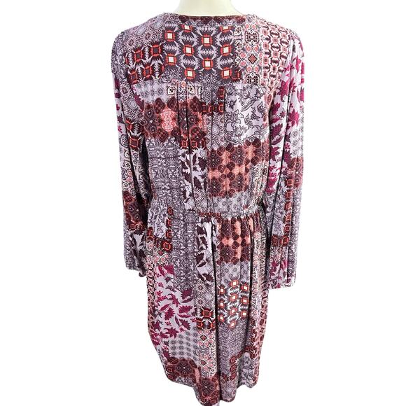 Knox Rose Dress Size XL Purple Red Lilac Bohemian Laced  Buttoned High Low - Picture 3 of 12